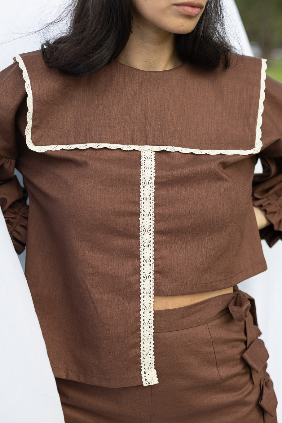 The Beatrice Blouse, Asymmetrical Cut Close-up |