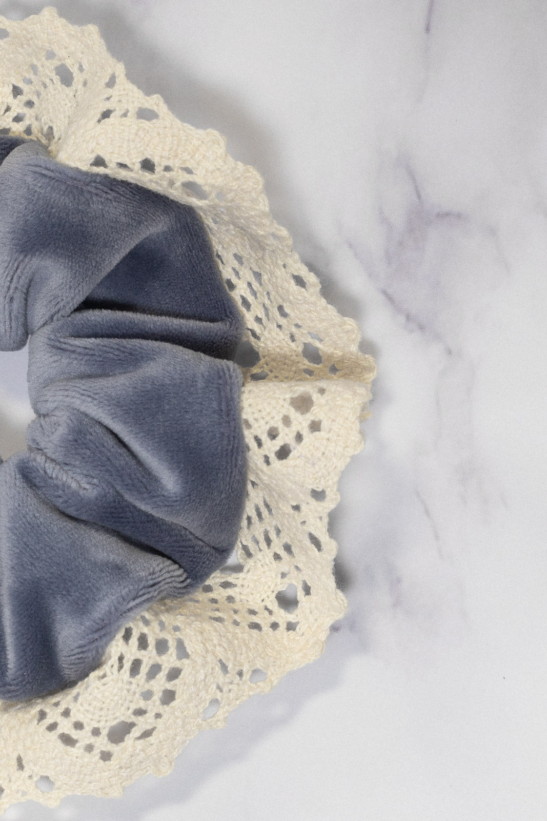 Cornflower Oversized Scrunchie, Close-up View |