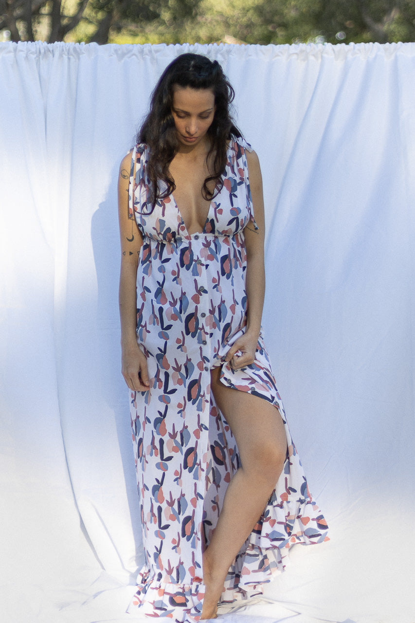 Long Button-up Sleeveless Dress, Front View | The Bella Dress |