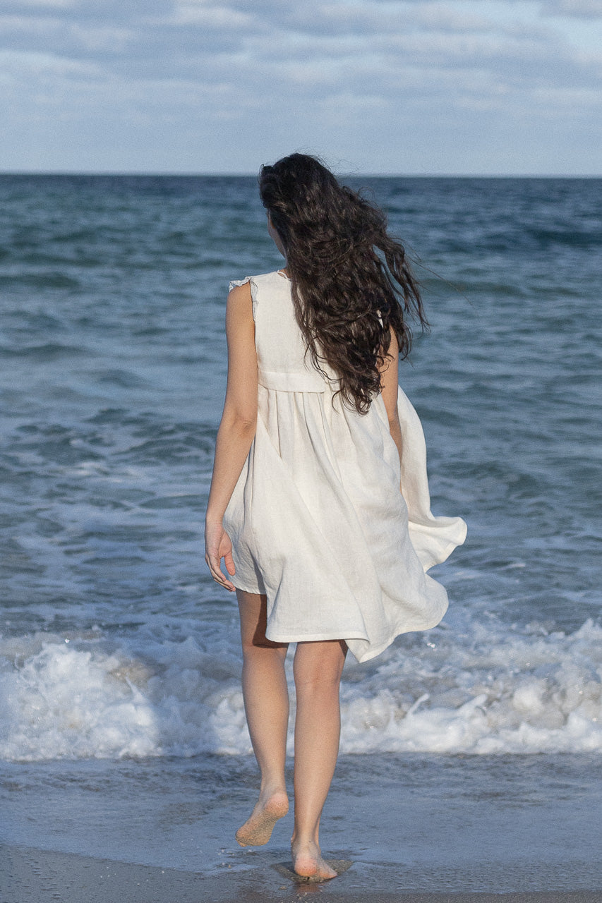 Loose Sleeveless Asymmetrical Linen Dress, Back View | The Anne Dress | 